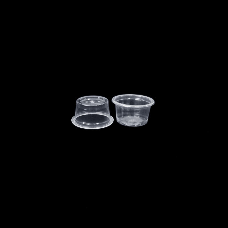 চাটনি সফেলের জন্য প্লাস্টিক ক্লিয়ার সস কাপ OEM ODM নিষ্পত্তিযোগ্য কালো লিক প্রতিরোধী