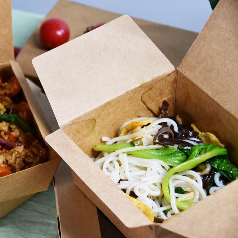 Custom Logo Printed Kraft Food Packaging Lunch Box Take Away Food Paper Packing Carton Box with Compartments