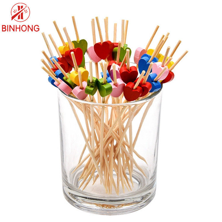 নিষ্পত্তিযোগ্য রঙিন ফুল 12CM টুথপিকস বিড করা