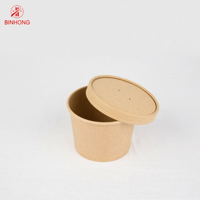 Coাকনা সহ পরিবেশবান্ধব 16oz ডিসপোজেবল কাগজ পাত্রে