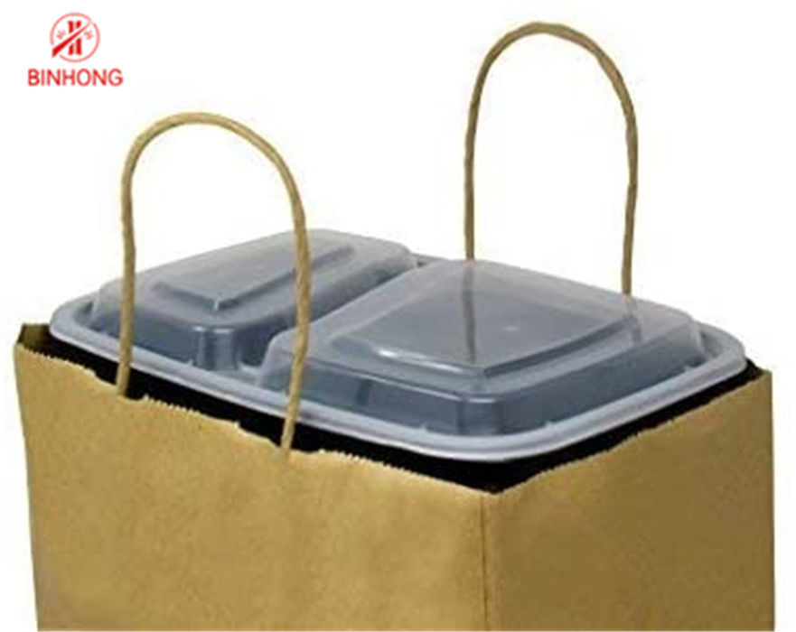 টেকসই 10 × 5 × 13 '' হ্যান্ডলসের সাথে ক্র্যাফ্ট পেপার ব্যাগ