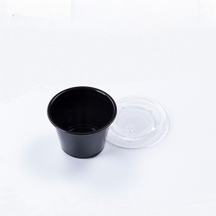 ব্ল্যাক কালার পিইটি idাকনা 1.5OZ ডিসপোজেবল সস কাপ