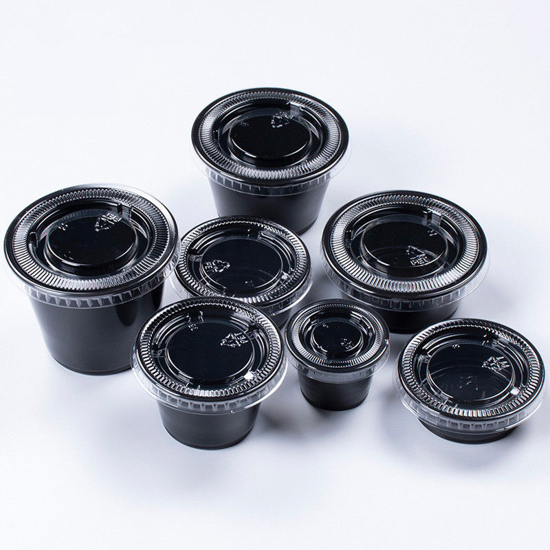 ব্ল্যাক কালার পিইটি idাকনা 1.5OZ ডিসপোজেবল সস কাপ