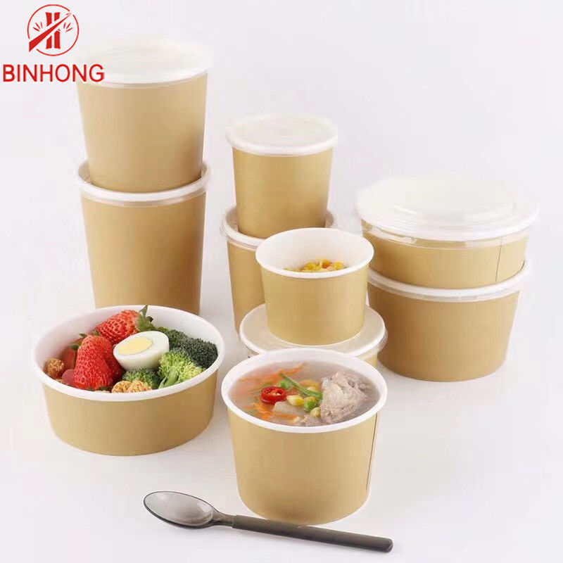 রাউন্ড ক্রাফ্ট পেপার 32oz ইকো টেকওয়ে পাত্রে